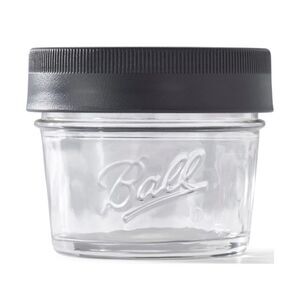 Vintage Ball Glass Small Jar with Black Lid